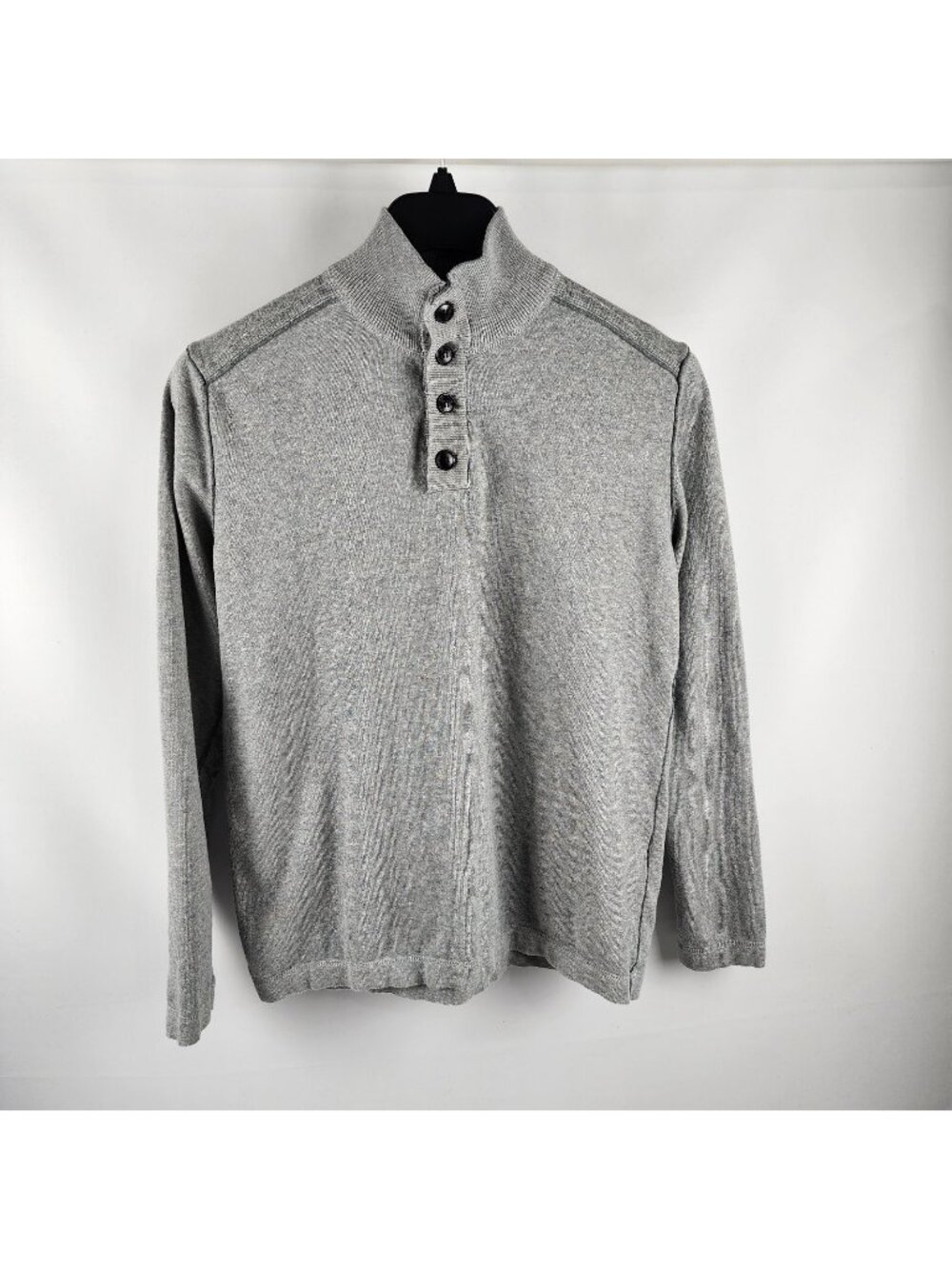Sundance Sweater Womens Large Gray Cotton 1/4 Button Pullover